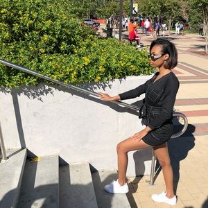 Black with white stitching PLT dress.